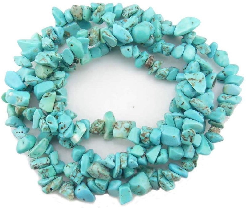 LIFAVOVY Blue Turquoise Howlite Gemstone Chips 5-8mm Beads for Jewelry Making Stone Beads Bracelets 32 inches - Image 3